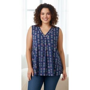 Croft & Barrow Floral V-Neck Sleeveless Top